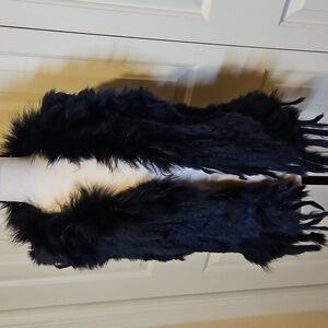 MK Metric Knits Fur Collection Elegant Dark Blue Fur Vest Rabbit Raccoon S